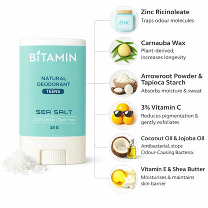 Sea salt Teens Deodorant Stick