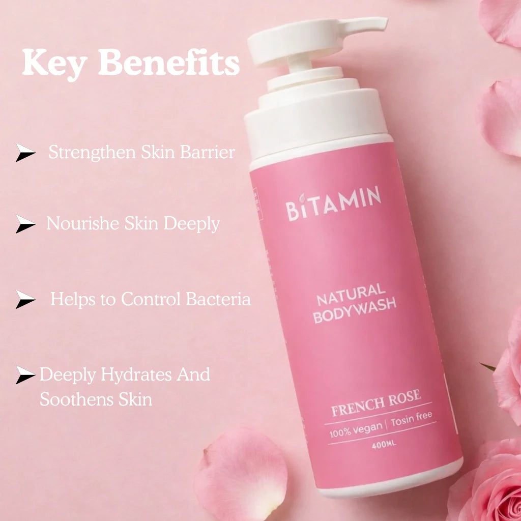 French Rose Body Wash & Deodorant Roll On Combo